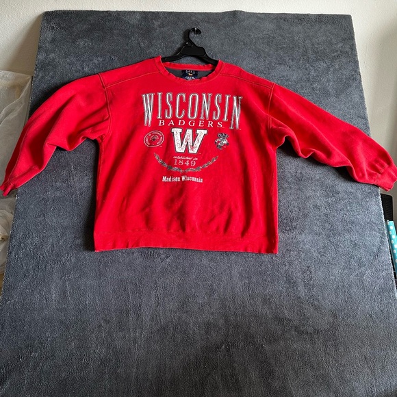 Wisconsin Badgers Red Graphic Sweatshirt SZ Large - Picture 3 of 8